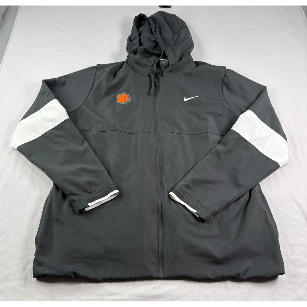 Clemson Tigers Nike Jacket Mens XL Gray Full Zip Dri Fit Vented NCAA